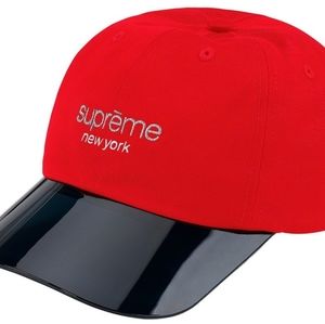 SUPREME ACRYLIC VISOR 6 PANEL RED HAT NEW.